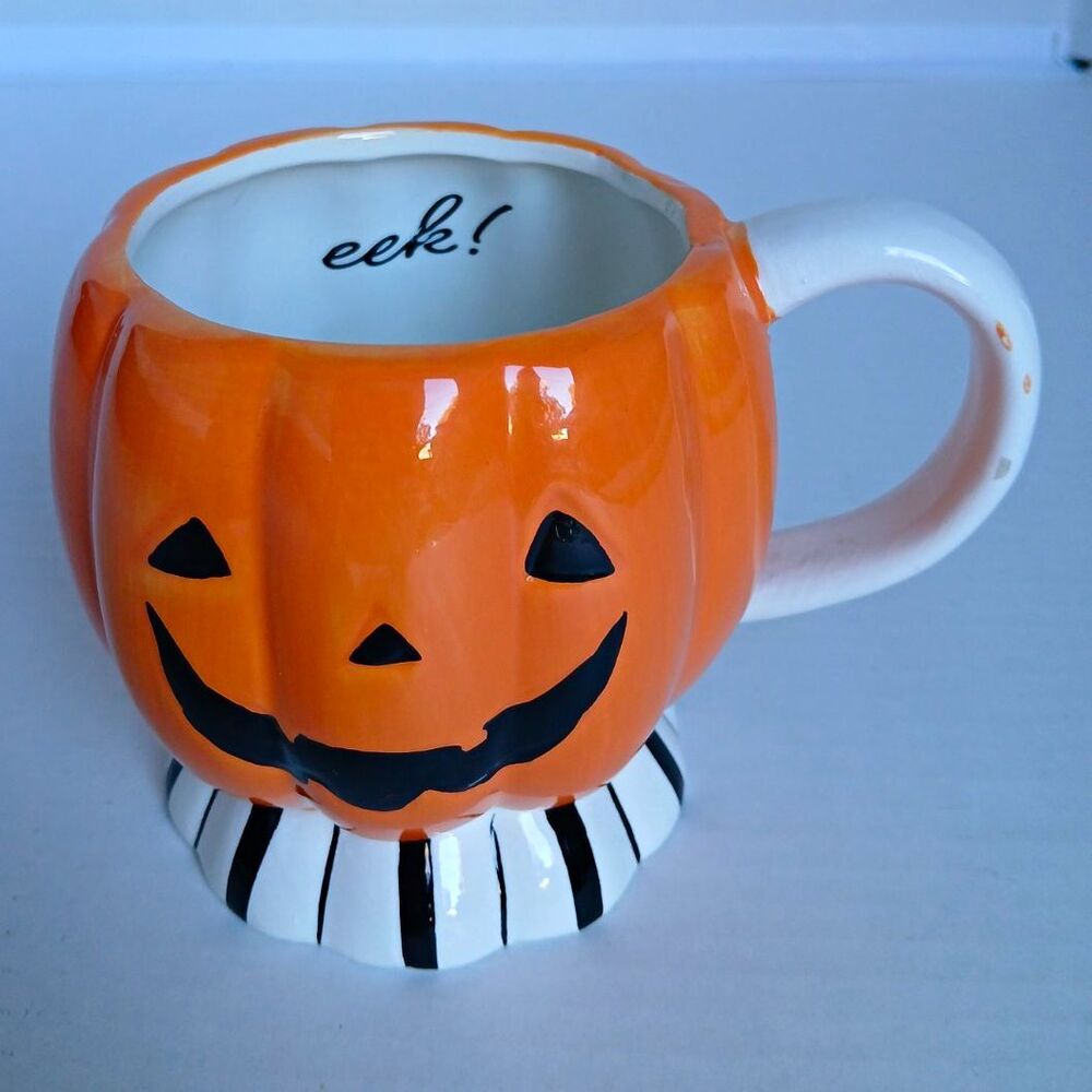 Spooky Hollow Halloween Jack-o'-lantern Figural Ceramic Coffee Mug 10.5 oz